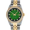 Image 2 : Rolex Mens 2 Tone Green Vignette Diamond Lugs Datejust Wristwatch