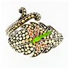 Image 1 : John Hardy Dot Silver & 18k Gold Leaf & Enamel Dragonfly Hinged Bangle Bracelet