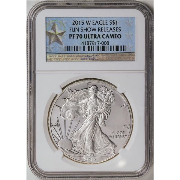 2015-W American Silver Eagle .999 Fine Silver Dollar Coin NGC PF70 Ultra Cameo