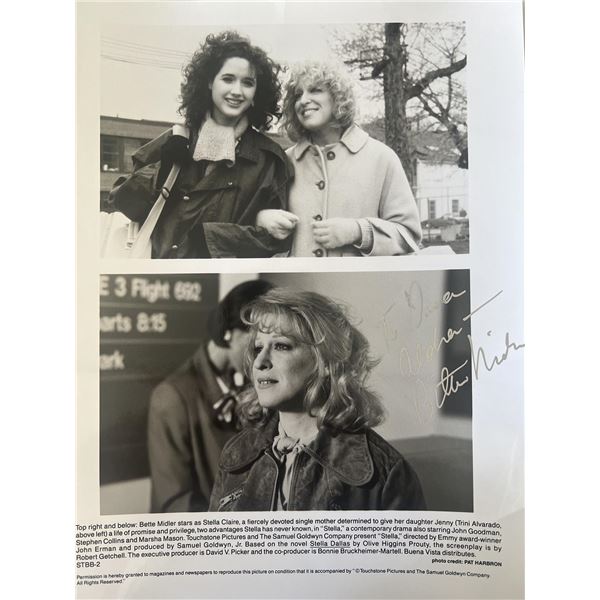 Stella Bette Midler signed movie photo