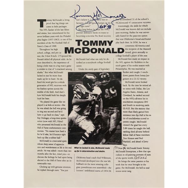 Football Player Tommy McDonald signed photo