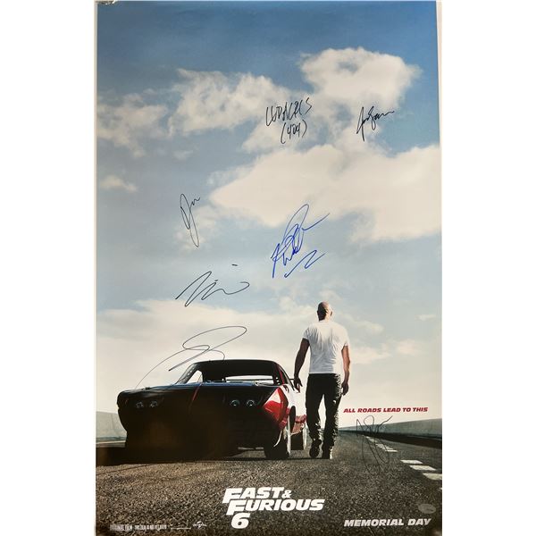 Fast And Furious 6 cast signed movie poster