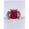 Image 2 : Ladies Natural Emerald Cut Ruby 5.12 Carat Solitaire ring with diamond side stones 10K Gold with cer