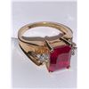 Image 3 : Ladies Natural Emerald Cut Ruby 5.12 Carat Solitaire ring with diamond side stones 10K Gold with cer
