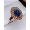 Image 2 : Ladies Rose 14k/.925 Silver Dress Ring with 4.67 Carat Round Cut Blue Sapphire Solitaire with certif