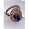 Image 3 : Ladies Rose 14k/.925 Silver Dress Ring with 4.67 Carat Round Cut Blue Sapphire Solitaire with certif