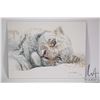 Image 1 : Limited edition print on hardboard "Snowy Nap- Tiger" includes COA, hand signed by artist Robert Bat
