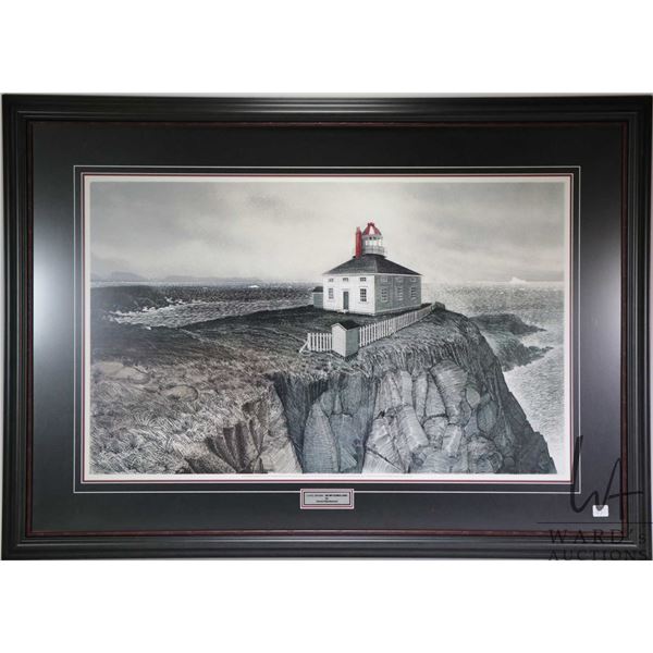 Framed print titled  Cape Spear-Newfoundland  by artist David Blackwood, 21  X 33 