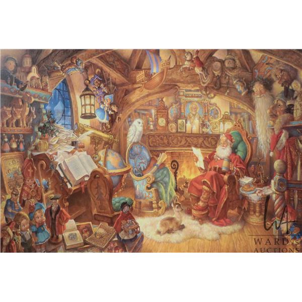 Unframed limited edition, artist signed print "Saint Nicholas in his Study" pencil signed Scott Gust