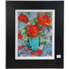 Image 1 : Framed acrylic on board painting titled "Rose Expression" signed by artist Marilyn Hurst, 9" X 12"