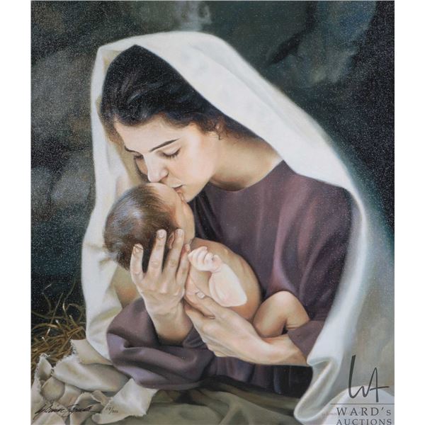 Stretcher framed limited edition canvas giclee titled   She Shall Bring Forth A Son , ink signed by 