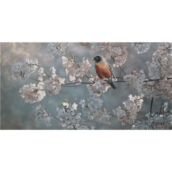 Stretcher framed limited edition canvas giclee titled   Ambassador of Spring  ink signed by artist T