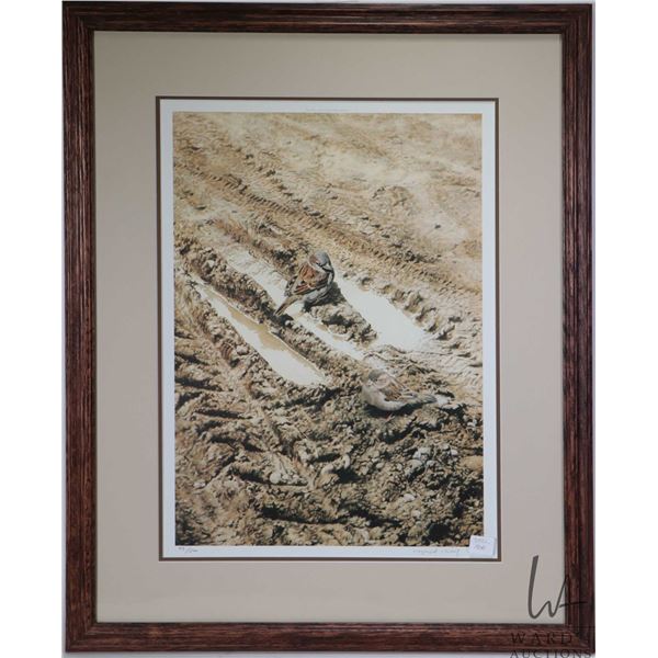 Framed limited edition, artist signed print   Hard Times-Sparrow Pair  pencil signed by artist Raymo