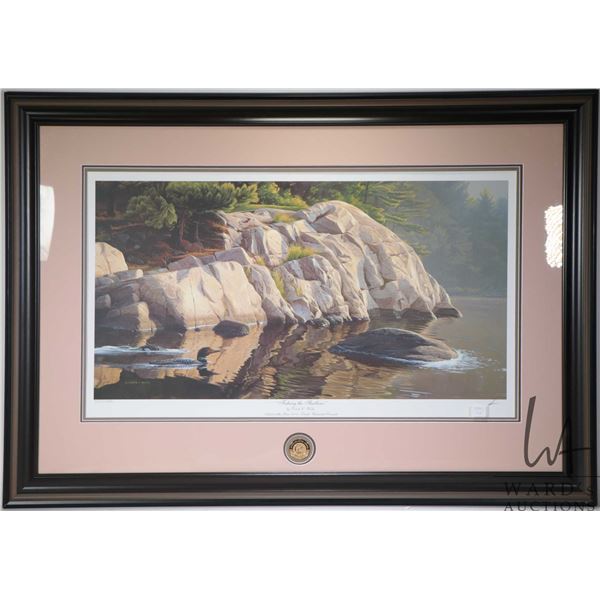 Framed Ducks Unlimited limited edition print "Fishing in the Shallows" pencil signed by artist Derek