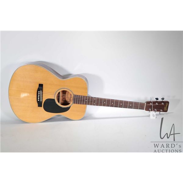 Yamaki Deluxe six string acoustic guitar, item no. AY231 and serial no. 00184040, includes fitted ha