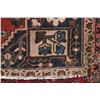 Image 2 : 100% Iranian wool carpet "Hamedan" with center medallion, red background and highlights of blue, cre