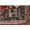 Image 2 : 100% Iranian wool carpet "Hamedan" with center medallion, red background and highlights of blue, cre