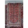 Image 1 : 100% Iranian wool carpet runner "Kashan" with center medallion, overall geometric floral design, red