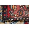 Image 2 : 100% Iranian wool carpet runner "Hamedan" with overall geometric design and red background and highl