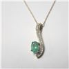 Image 1 : 10K  EMERALD 18"(0.5CT) DIAMOND(0.2CT) NECKLACE