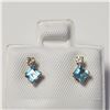 Image 1 : 10K  BLUE TOPAZ(0.44CT) DIAMOND(0.06CT) EARRINGS