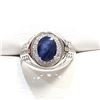 Image 1 : SILVER NATURAL BLUE SAPPHIRE(1.85CT) 3 CZ(1CT) RING SIZE 9.5