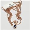 Image 2 : 10KT GOLD FILLED WITH SAPPHIRE(1CT) WITH GOLD PLATED SILVER CHAIN NECKLACE
