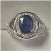 Image 1 : SILVER BLUE SAPPHIRE(2.5CT) CZ(0.9CT) RING10K GARNET(1CT) DIAMOND(0.2CT) RING 10