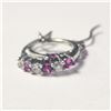 Image 1 : SILVER CREATED PINK SAPPHIRE EARRINGS