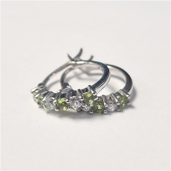 SILVER PERIDOT HOOP EARRINGS