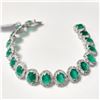Image 1 : SILVER GREEN ONYX AND ZIRCON(23.4CT) BRACELET
