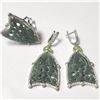 Image 1 : SILVER PERIDOT AND AGATE RING SIZE 9 AND EARRING SET