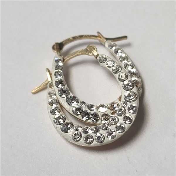 10K  CRYSTAL HOOP EARRINGS