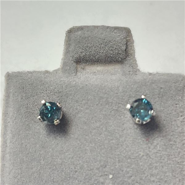 14K  BLUE DIAMOND TREATED(0.11CT) EARRINGS