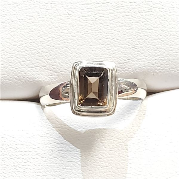 SILVER SMOKEY QUARTZ RING SIZE 8