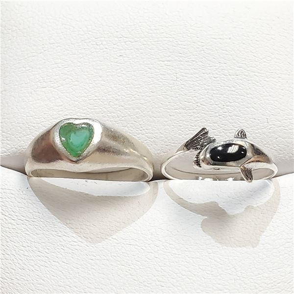 SILVER GENUINE GEMSTONE RING SIZE 5 AND 7