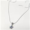 Image 2 : SILVER CREATED SAPPHIRE 16" NECKLACE