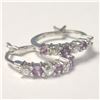 Image 2 : SILVER CREATED ALEXANDRITE HOOP EARRINGS