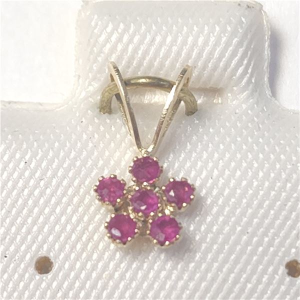 14K YELLOW GOLD RUBY PENDANT, MADE IN CANADA