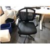 Image 2 : Group of office furniture including a wide adjustable sit and stand desk, a chair, and three small b