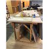 Image 2 : Custom made wooden work table (approx. 10 1/2 ft long x 4 ft wide)