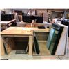 Image 1 : Custom made wooden work table w/ storage in between (approx. 8 ft long x 4 ft wide)