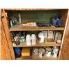 Image 2 : Shelf lot of assorted tools includes - Nails / paint / compressor lubricant / tapes / jerry can etc.