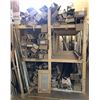 Image 1 : Large group of wood mouldings for picture frames w/ custom made heavy duty 3 tier industrial shelf (