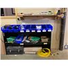 Image 1 : Shelf lot w/ contents - screws (for wood frames) / large anchors (for T screws) / small Uline weight