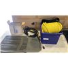 Image 1 : BOX OF LEATHER GLOVES WITH CAR MATS, ROPE AND MORE