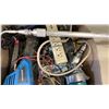 Image 4 : BOX OF POWER TOOLS, POWER BAR, PAINT STICK AND MORE