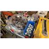 Image 2 : 13" TILE CUTTER WITH 2 LEVELS, SQUARE AND TRAY OF HUBCAPS EXPERINCED GOLF BALLS AND MORE