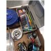Image 2 : TRAY OF FISHING REELS, TACKLEBOX AND ORGANIZER WITH CONTENTS AND DOWNRIGGER