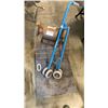 Image 1 : WALKING WHEELED CANE WITH CAGE AND BENCH GRINDER AS FOUND